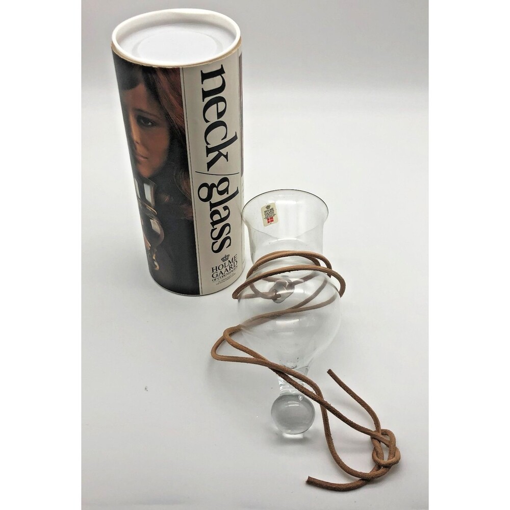 VINTAGE Holmegaard Large Neckglass Wine Glass Hands-free Wearable Retro MCM NEW